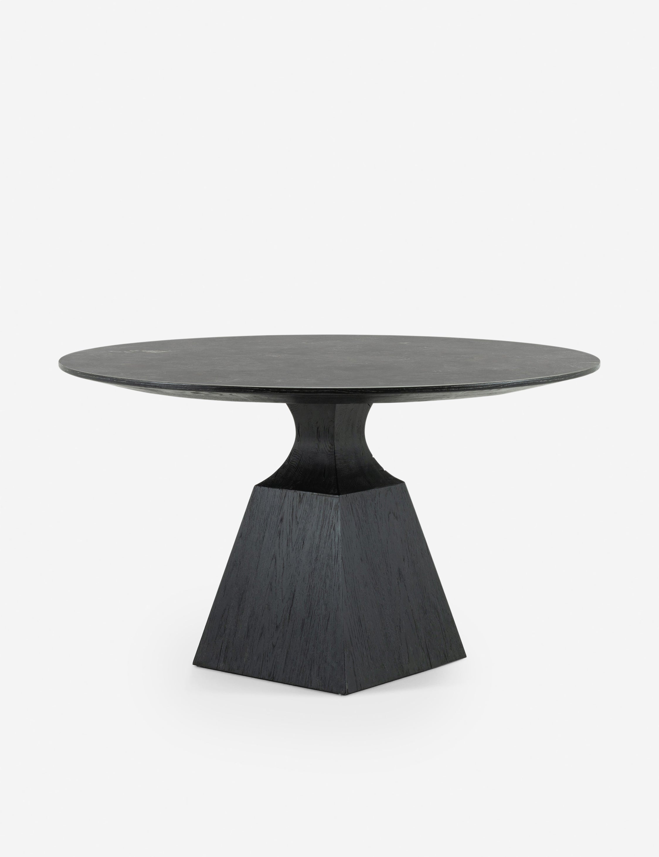 Shanay Black Wood + Stone Round Dining Table