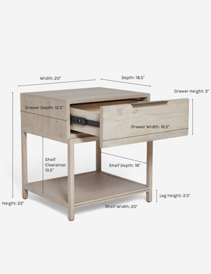 Dimensions on the Dana Natural Wood Nightstand