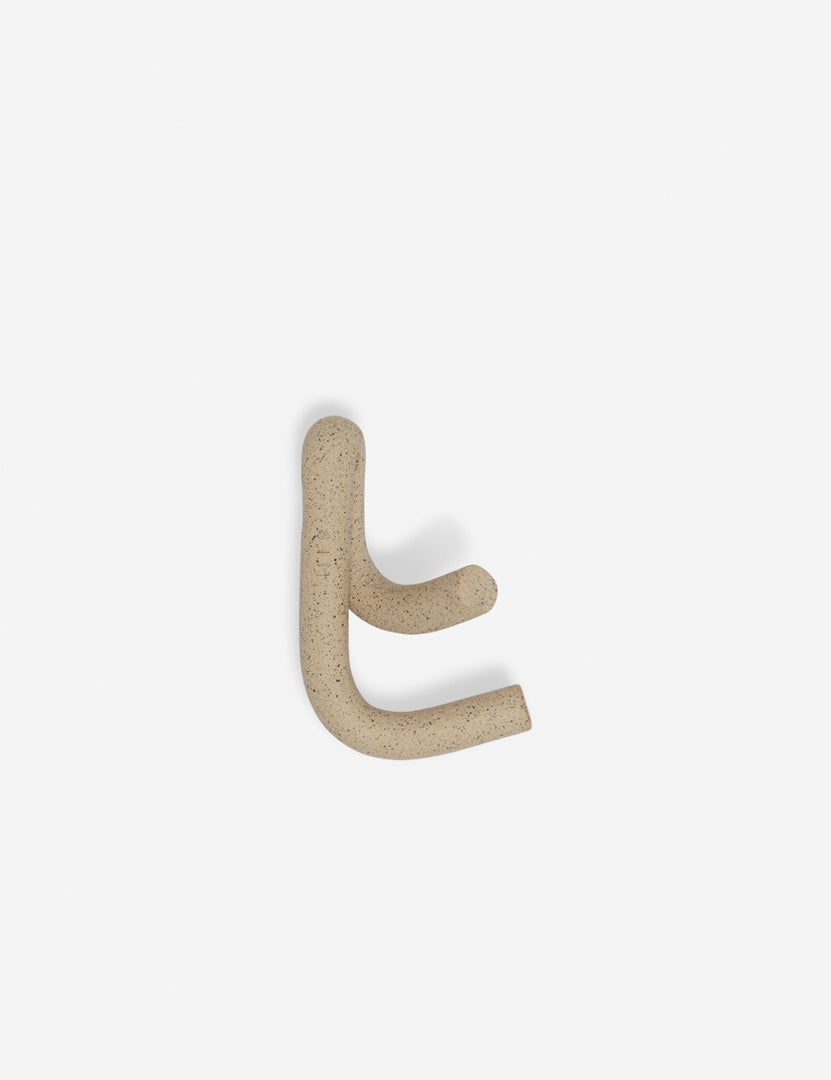 #color::speckled | Side view of the Cream speckled Leggy Crossed Wall Hook by SIN Ceramics