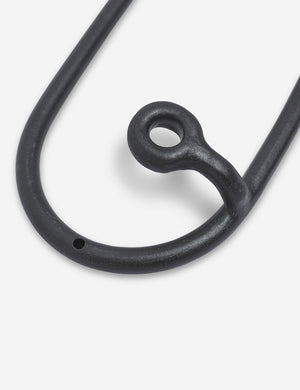 Close-up of one of the hangers on the Black Trio Stoneware Coat Rack by SIN Ceramics