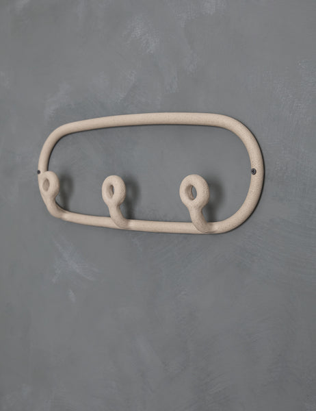 #color::speckled | Angled view of the Cream speckled Trio Stoneware Coat Rack by SIN Ceramics