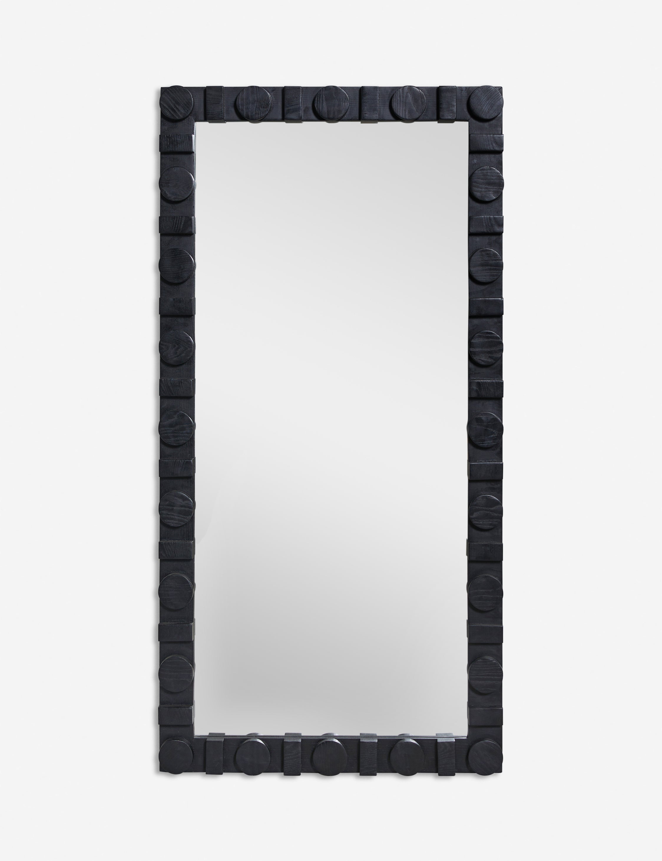 #color::black | Sorenson full length wood framed floor mirror in black.