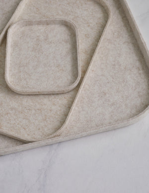 Close-up of The Tray Trio in stone (Set of 3) by SortJoy