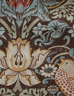 Strawberry Thief Fabric Swatch, Chocolate/Slate by Morris & Co.