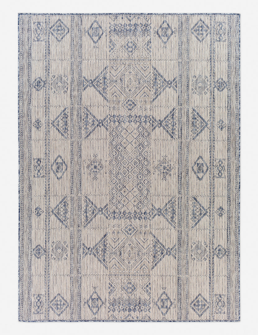 #color::blue #size::5-3--x-7- #size::6-7--x-9- #size::7-10--x-10- #size::9-2--x-12- | Yamina blue indoor and outdoor machine woven rug with a geometric pattern