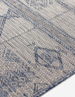 Close-up of the Yamina blue indoor and outdoor rug