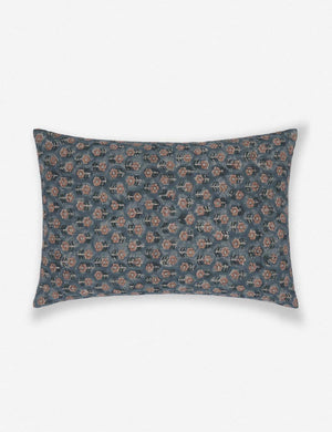 Tamra blue and pink lumbar pillow with floral patterns