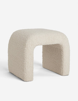 Angled view of the Tate Cream Boucle stool