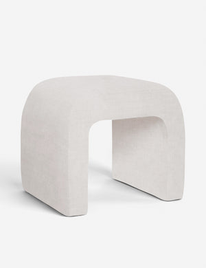 Angled view of the Tate White Linen stool