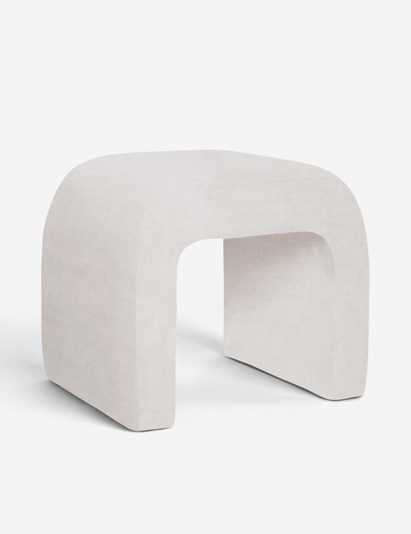 #color::white | Angled view of the Tate White Linen stool