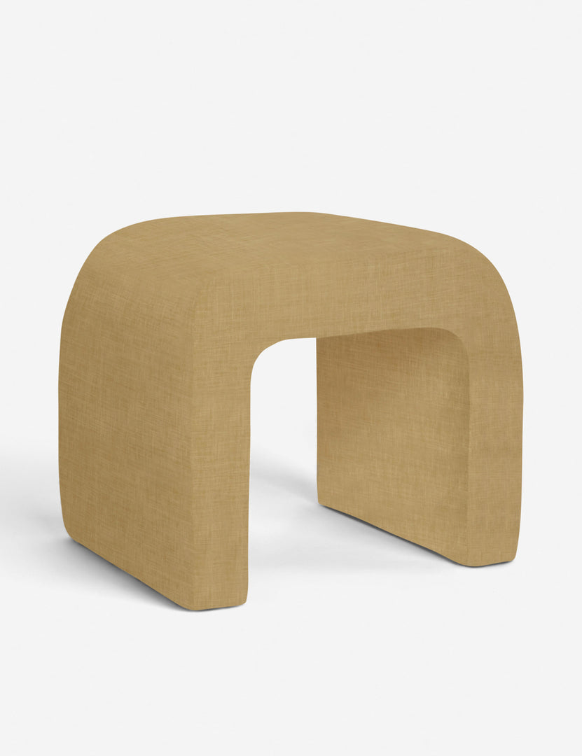 #color::wheat | Angled view of the Tate Wheat Linen stool 