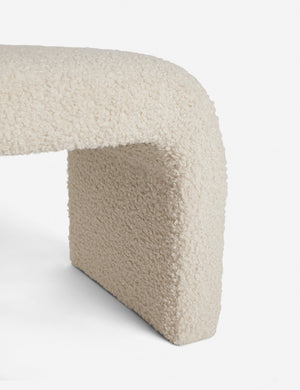 Detailed shot of the underside of the Tate Cream Boucle stool