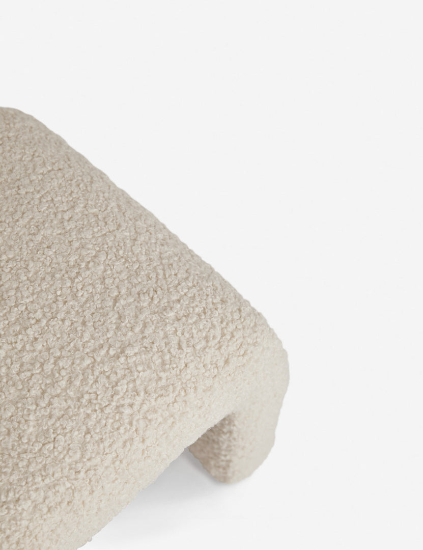 #color::cream | Upper angled view of the Tate Cream Boucle stool
