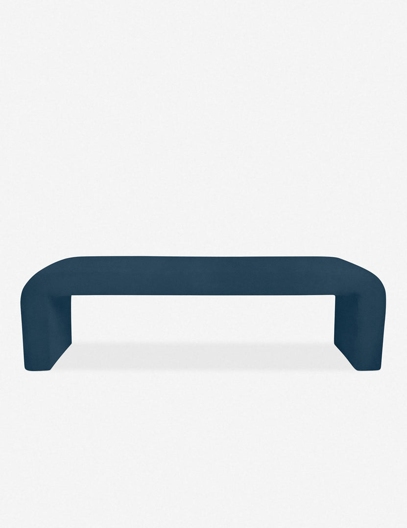 #color::sapphire | Tate navy velvet upholstered bench.