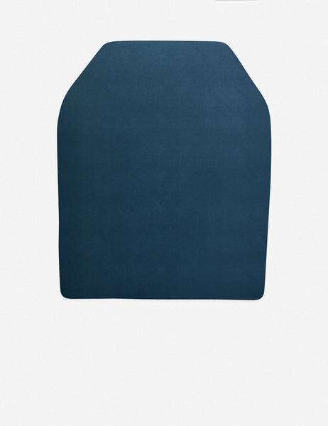 #color::sapphire | Side view of the Tate navy velvet upholstered bench.