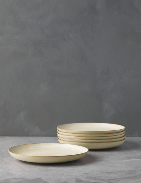 #color::sand | Set of six sand-toned stoneware nature dinner plates by thomas for rosenthal