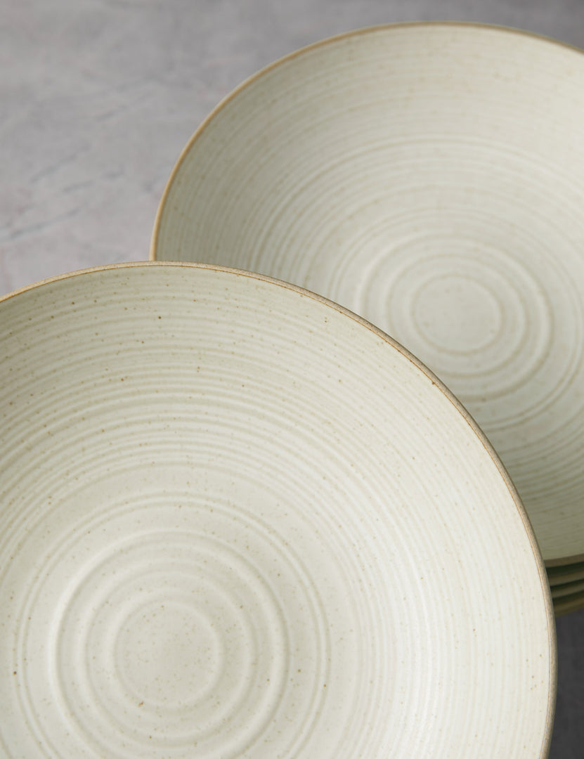 #color::sand | Close-up of the ringed pattern on the inside of the Set of 6 sand Nature Soup Plates by Thomas for Rosenthal