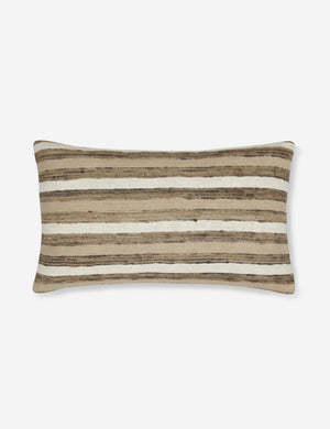 Thora silk earth-toned striped lumbar pillow