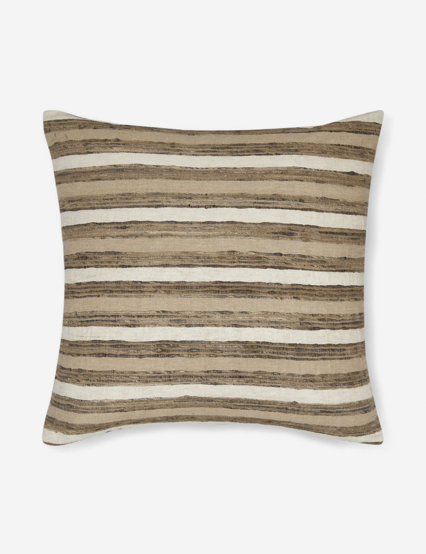 #size::20--x-20- | Thora silk earth-toned striped square pillow