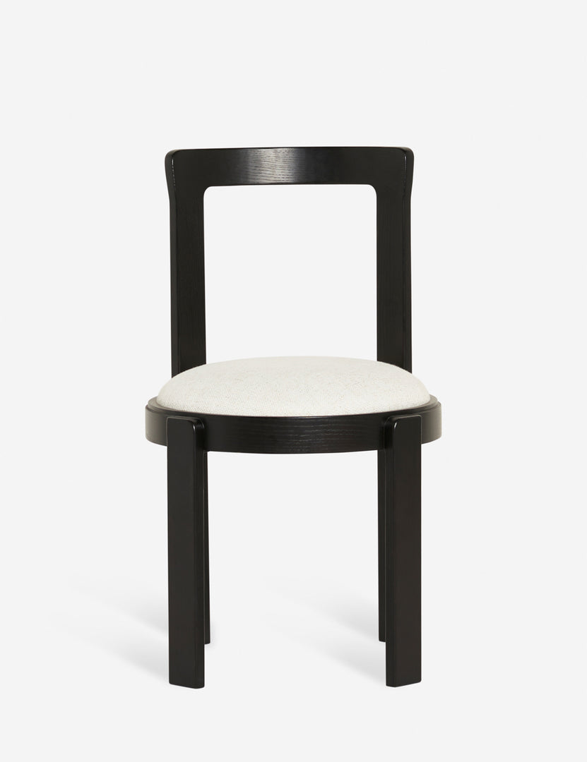 #color::black | Tobie Black Wooden Dining Chair with an open curved back and ivory circular cushion (Set of 2)