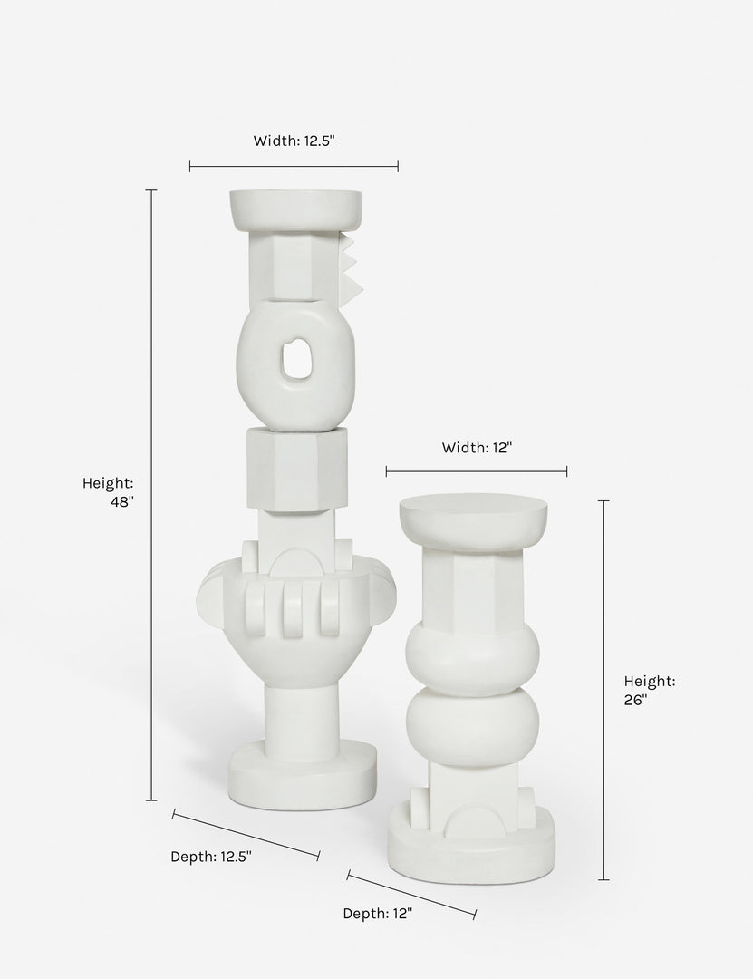#size::tall #size::short | Dimensions on the toivo short and tall pedestals