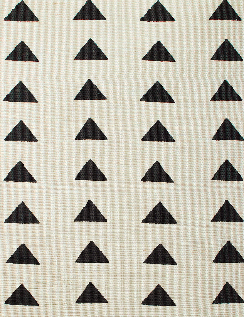 Triangles Grasscloth Wallpaper By Nathan Turner, Black Swatch