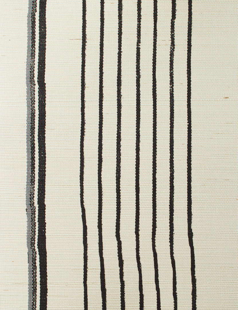 Two Tone Stripe Grasscloth Wallpaper By Nathan Turner, Black Gray Swatch