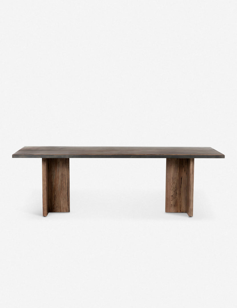 | Ashbie rectangular wooden Dining Table with a medium-brown stain finish and t-shaped legs
