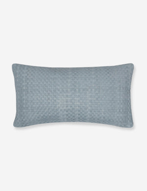 Victor dusty blue leather basketweave lumbar throw pillow