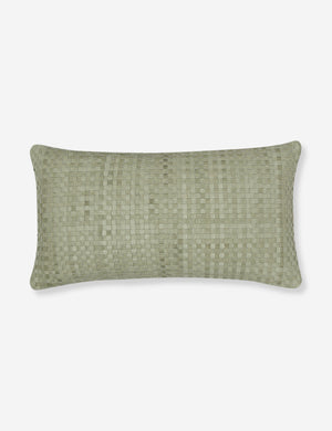 Victor mint green leather basketweave lumbar throw pillow
