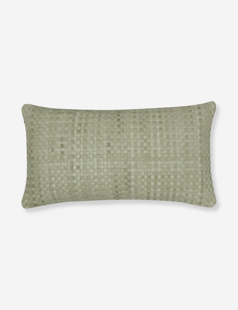 #color::mint-green  #style::lumbar | Victor mint green leather basketweave lumbar throw pillow