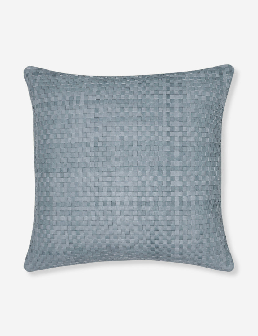 #color::dusty-blue #style::square | Victor dusty blue leather basketweave square throw pillow