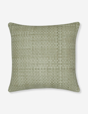 Victor mint green leather basketweave square throw pillow