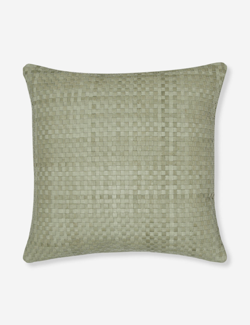 #color::mint-green #style::square | Victor mint green leather basketweave square throw pillow