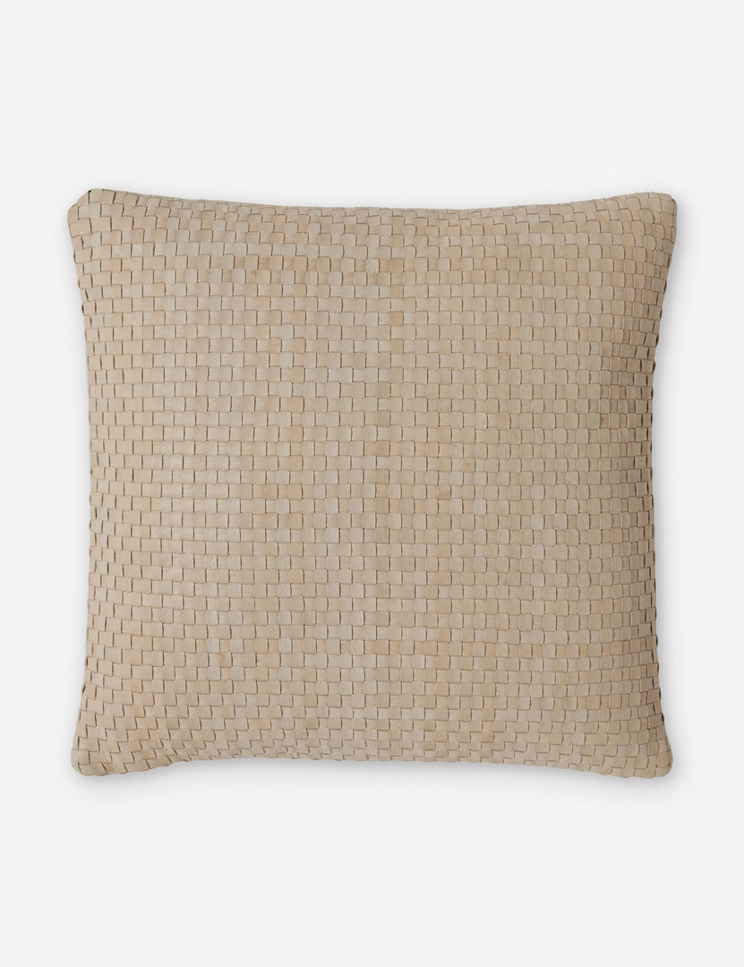 #color::natural #style::square | Victor natural leather basketweave square throw pillow