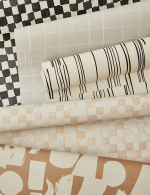 Taupe and ivory and black and ivory Checkerboard Wallpaper lays amongst other Sarah Sherman Samuel wallpapers