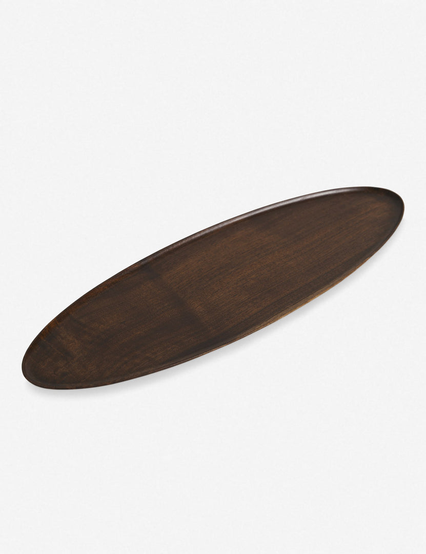 Walnut Wood Elongated Oval Footed Plate by Namu Home Goods
