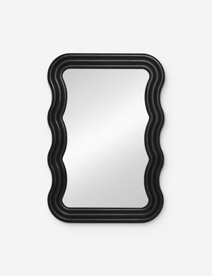 Wendolyn wavy thick-framed black wall mirror.