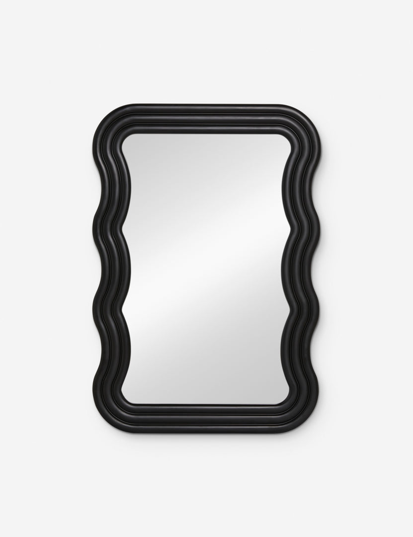 #size::large | Wendolyn wavy thick-framed black wall mirror. | Wendolyn large black mirror with a soft, wavy shaped frame