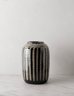 Wheaton full-bodied black and natural striped vase