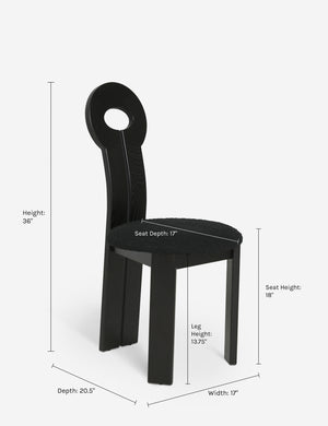 Dimensions on the Whit black wood sculptural dining chair by sarah sherman samuel
