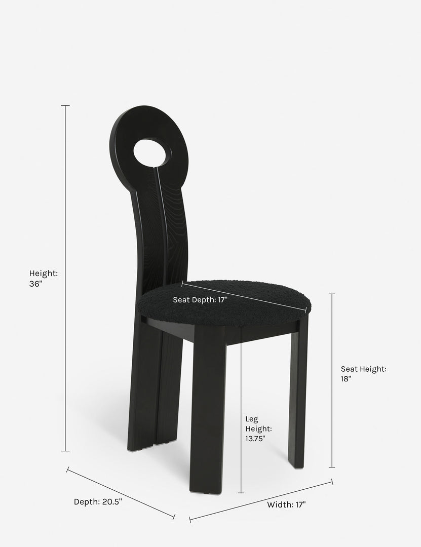 #color::black | Dimensions on the Whit black wood sculptural dining chair by sarah sherman samuel