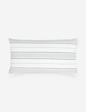 Whitehaven indoor and outdoor white with black stripes lumbar pillow made with perennials performance fabric