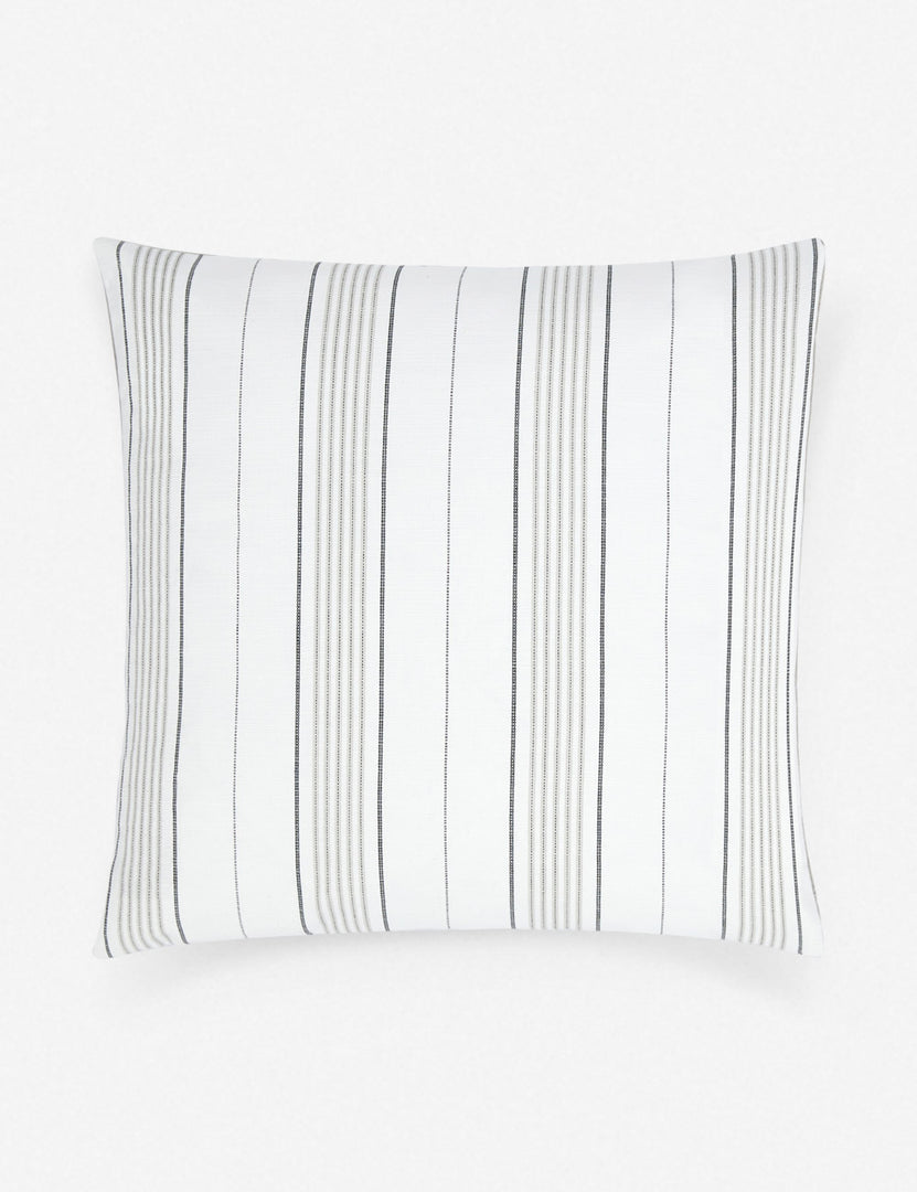 #size::18--x-18- | Whitehaven indoor and outdoor white with black stripes square pillow made with perennials performance fabric