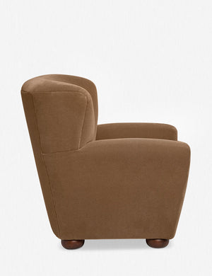 Side of the Avery Bronze Mohair accent chair