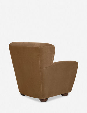 Angled rear view of the Avery Bronze Mohair accent chair