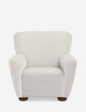 Avery ivory linen accent chair with a winged back and plush seat