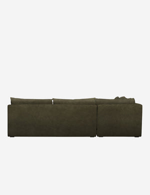 Back of the Winona Balsam Green Velvet armless left-facing sectional sofa