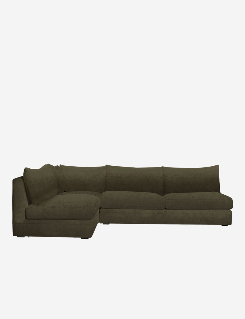 #color::balsam-velvet #configuration::left-facing | Winona Balsam Green Velvet upholstered armless left-facing sectional sofa