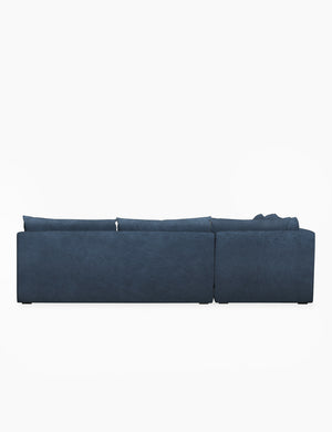 Back of the Winona Blue Velvet armless left-facing sectional sofa